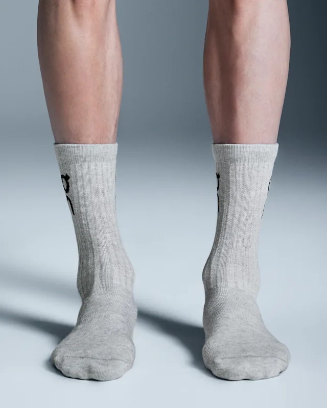 Chaussette On Logo High 3p Homme Grise | YLQR50641
