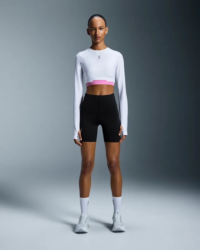 Hauts On Train Long Sleeve Crop Femme Blanche | FUAV76305
