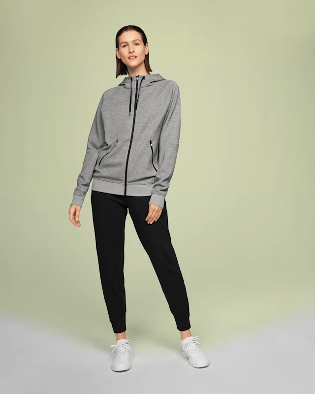 Sweat a Capuche On Zipped Femme Grise | RZAC32710
